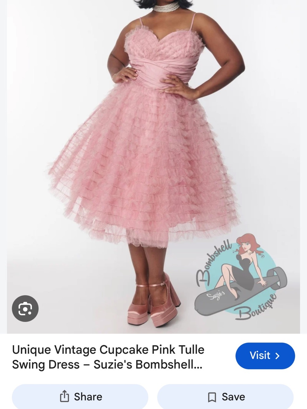 Unique vintage pink cupcake tulle swing dress